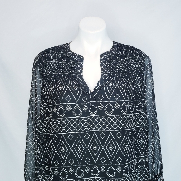 *Last Chance* Madewell Smocked Tunic Dress Sheer Long Sleeves Boho Aztec - Picture 3 of 11